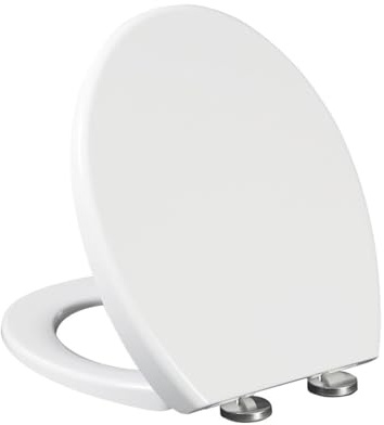 Asiento De Inodoro Ovalado De Cierre Suave con Desmontaje Rápido con Un Solo Clic, Bisagra Ajustable, Nunca Se Afloja, Fácil De Limpiar, Forma De V, Material Pp,