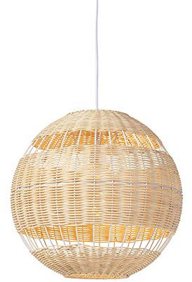 Qazqa Art Déco Lámpara colgante rústica mimbre - RATTAN Ratán/Bambú Redonda Adecuado para LED Max. 1 x 40 Watt