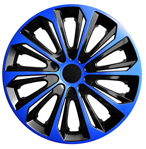 NRM Strong Doucolour Radzierblenden für 14 Stahlfelgen Zweifarbige Radkappen Satz 4er Set Auto KFZ Fahrzeug Geeignet ür die meisten Marken und Felgen ABS-Kunststoff Blau/Schwarz