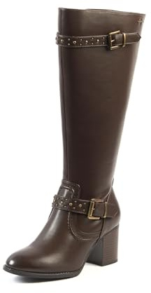 GABYLOU Botas XL pantorrilla ancha - modelo Chrystel, Choco25, 39