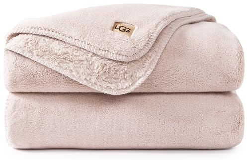 UGG Whitecap Fleece Throw Blanket, Soft Plush Throw for Bed or Chair, Luxury Bedroom Decor, Cozy Blankets, Machine Washable, Spring Decor, 50-inch x 70-inch, Pink Quartz