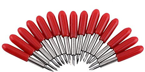 Hoja de Trazador 15 Uds 45 ° 2mm Cuchillas de Corte Repuesto de Letras de Carburo Cementado Roland para Cortador de Vinilo Plotter, con Tapa Roja