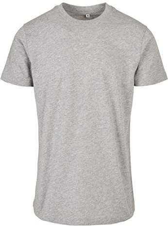 Build Your Brand Men's Basic Round Neck T-Shirt T-Shirt, Heather Grey, XL