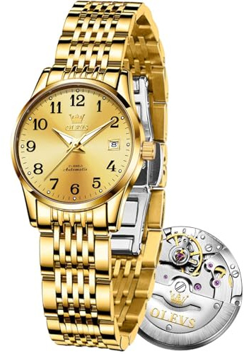 OLEVS Watches for Women Gold Womens Watch Waterproof Luminous Ladies Watches Simple Stainless Steel Small Wrist Watch for Woman Elegant Reloj para Mujer