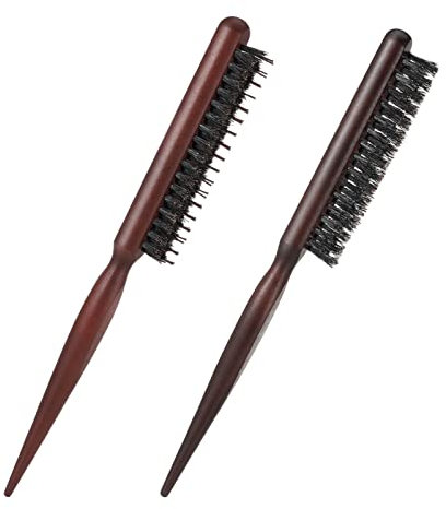 tao pipe 2 Stück Wildschweinborsten Bürste,Haarbürste Toupierbürste,Sleek Bun Bürste,Teasing Hair Brush Boar Bristle Brush Tail Comb Naturhaarbürste for Haar Bart,Reduces Hair Breakage