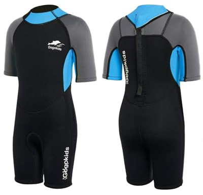 Gogokids Muta Shorty per Bambino Costume da Bagno Neoprene 2.5MM Manica Corta per Sport Acquatici 2-10 Anni