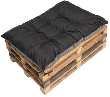 Setgarden Coussins pour palettes, Coussins pour chaises, Coussins pour bancs, grand coussin de sol, coussin de sol pour enfants (120 x 80 cm, Noir)