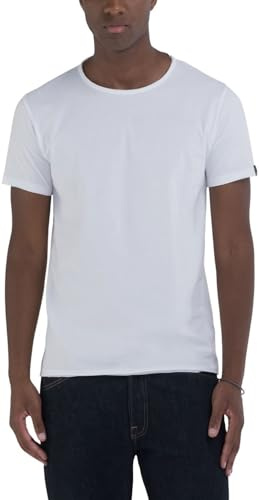 Replay Maglietta Basic da Uomo, vestibilità Normale, con Scollo Rotondo, 001 Bianco, L