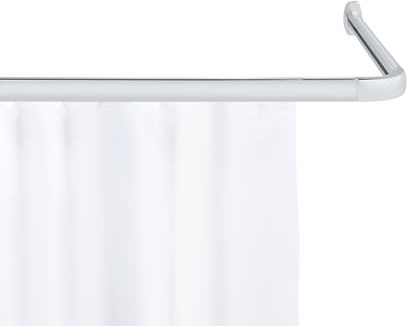 WENKO Winkelschiene Era, Winkelstange aus Aluminium für Duschvorhang, flexibel in L- und U-Form anzubringen, inkl. Gleiter, Chrom