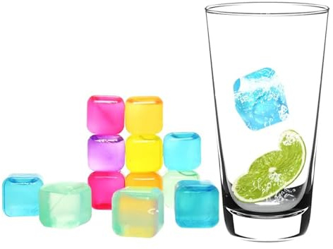 20 cubetti di ghiaccio riutilizzabili in plastica, riutilizzabili e a congelamento rapido, facili da usare e riporre, ideali per bevande, feste e barbecue, multicolore