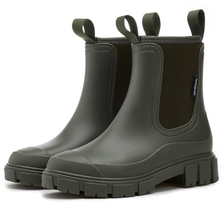 SmoothPace Gummistiefel Damen Wasserdicht Gummistiefeletten Halbhohe Chelsea Boots Rutschsicher Abriebfest Atmungsaktiv Regenschuhe Komfort Garten Stiefeletten 36-41EU