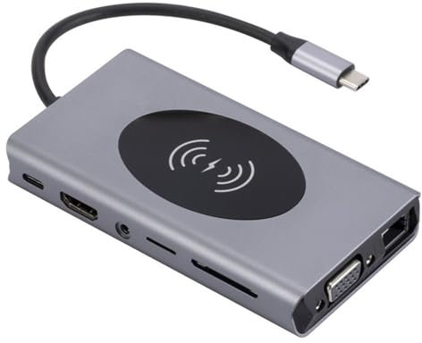 Skärmdockningsstation, USB C laptop dockningsstation, 13-i-1 dockningsstation, USB 3.0 laptop splitter, laptop skärmadapter, snabb överföring, hög prestanda för bärbar dator och dator