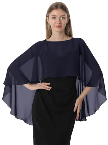 GIBZ Scialle Coprispalle Donna Elegante Chiffon Stola | Mantellina Estivo Sciarpe Poncho per Sposa Matrimonio Cerimonia Festa