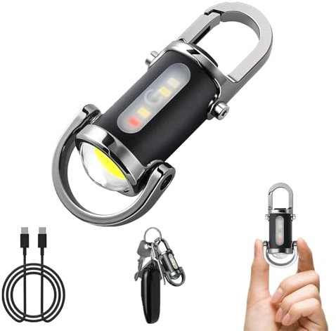 Flanliy Mini Taschenlampe Schlüsselanhänger, 1200LM Mini LED Taschenlampe Schlüsselanhänger Aufladbar, Wasserdicht Mini Schlüsselanhänger Taschenlampe mit Powerbank für Outdoor Notstrom, Camping (A)