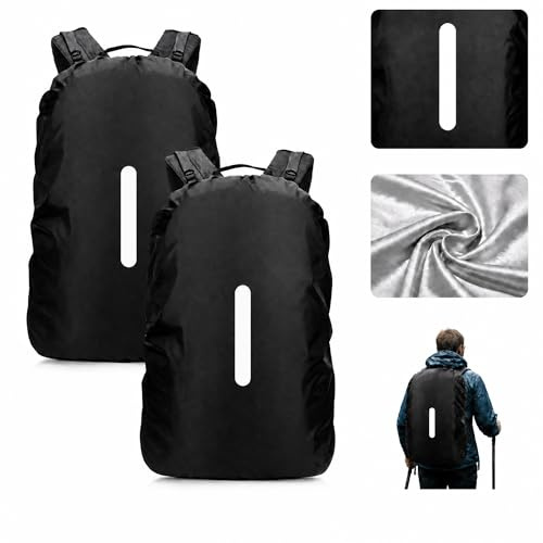 2 Pcs Backpack Waterproof Rain Cover 26-40L, Reinforced Polyester Fiber, Lightweight and Reflective, Suitable For Camping, Hiking and Cycling Backpack Covers,Dust-proof Rain-proof Snow-proof