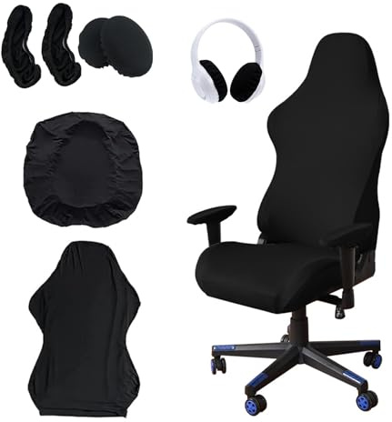 Luckwaii Funda para Silla Gaming 6 Piezas Funda para Silla de Escritorio Extensible Desmontable con Reposabrazos Funda para Reposabrazos Silla Funda para Silla de Oficina Funda para Silla de