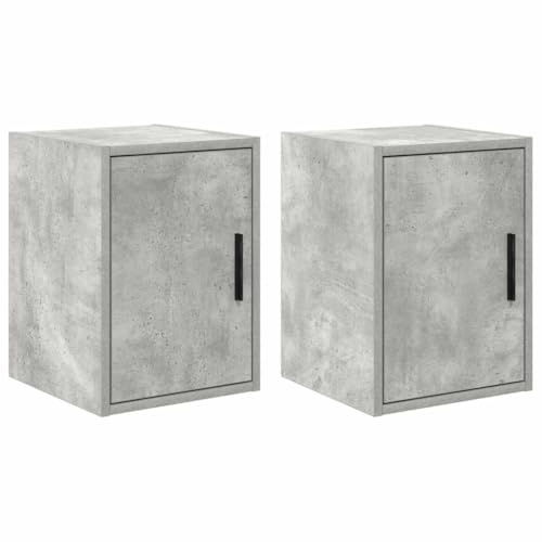 Nqyjm - Mueble de almacenamiento suspendido con estante y puerta, armarios de pared de garaje (2 unidades, color gris, hormigón, madera, de ingeniería, para pared, armario flotante para cocina, salón