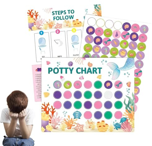 Potty Reward Chart - Confidence Building Toilet Habit, Learning Prize Toilet Training Reward Chart, Development Tool for 2-4 Year Olds, Kids Girls Boy, Children Toilets Training Motivation