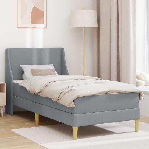 Holepyr Sängram med madrass ljusgrå 100 x 200 cm polyester, robust plywoodram, andningsbar vändmadrass, praktiskt förvaringsutrymme, bekvämt överdrag