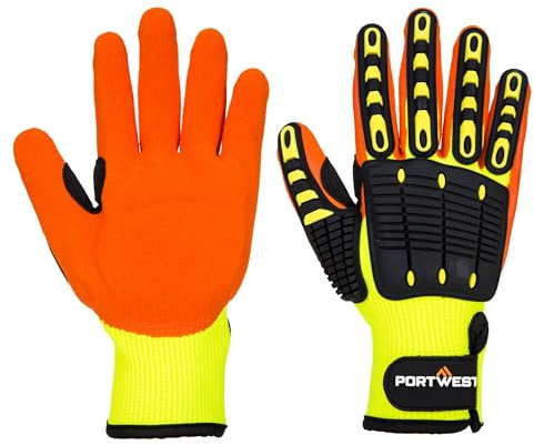 Portwest Guante Anti Impact Grip, Tamaño: S, Color: Amarillo/Naranja, A721Y1RS