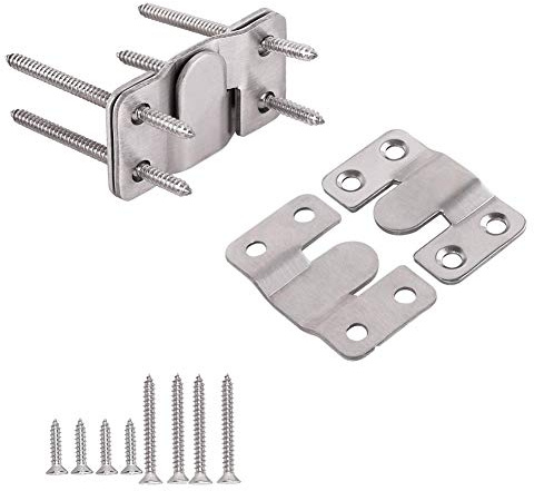 Furniture Flush Mount Bracket- Headboard Wall mount Hardware- Large Picture Hangers- Heavy Duty photo Frame Hook- Stainless Steel Interlocking Z Clips for Display Art Gallery (2 Sets)