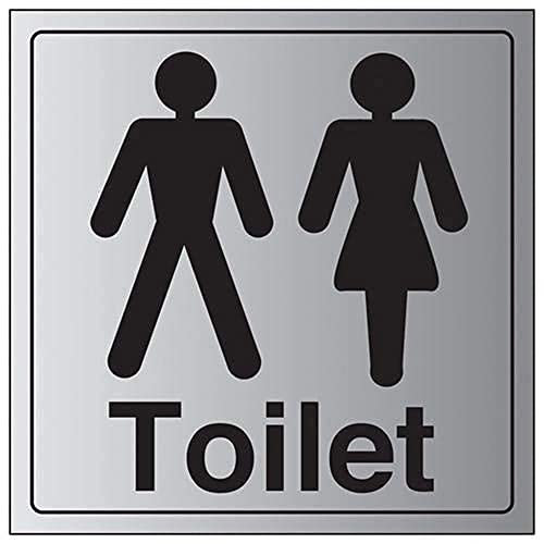 V Safety General Door-Gents/Ladies Toilet Sign - 200mm x 200mm - Self Adhesive Alu Effect