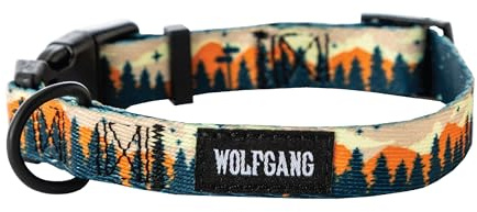 Wolfgang Heavy Duty, Adjustable Dog Collar with Quick Release Nylon Buckle for Walking & Training, Overland Print, Large