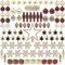 101 Stück Christbaumschmuck Wein rot Champagner braun weihnachtskugeln groß volles Set inklusive Topper Schneeflocken Perlen Lametta Geschenkboxen Tannenzapfen (Burgundy Brown Champagne)