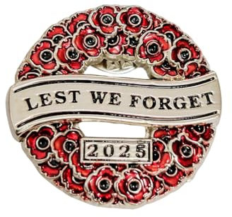 Broche en forme de couronne de coquelicot rouge 2023 Lest We Forget Souvenir de l'armée britannique