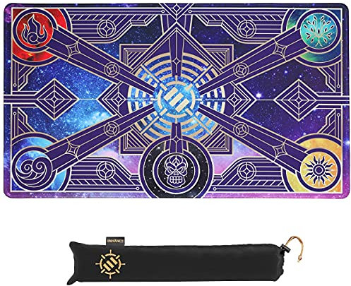 ENHANCE TCG Playmat - Spielmatte mit Genähten Kanten, Glatter Oberfläche und Kordelzug Reisetasche - Kompatibel mit MTG, YuGiOh, Pokemon, Herr der Ringe und Anderen TCG und LCG - Sterne