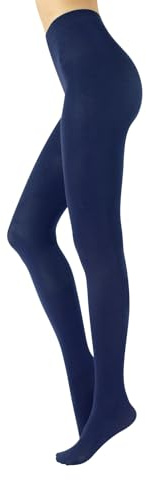 CALZITALY Cotton Tights | Soft & Warm Winter Pantyhose | 100 Den | S M L Xl | Made In Italy | (L/XL, Navy)