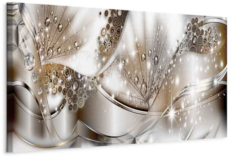 artgeist Acoustic Canvas Wall Art Print Abstract 53x18 in - 1pcs Picture with Acoustic Foam Sound Print Artwork Room Acoustics Soundproofing Dandelion Flower Ornament Diamond Beige a-C-0160-b-a