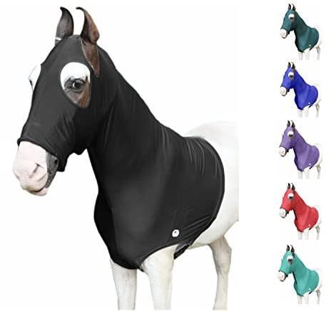 Majestic Ally Cappuccio da cavallo elasticizzato in lycra con cerniera, taglia M, colore: nero