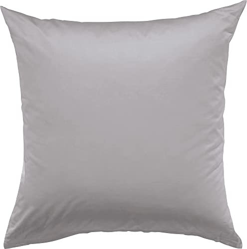 Erwin Müller Kissenhülle, Kissenbezug Mako-Satin Landshut, 100% Baumwolle - seidiger Glanz, mit praktischem Reißverschluss, temperaturausgleichend - Silber Größe 80x80 cm