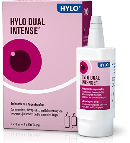 HYLO DUAL INTENSE Augentropfen bei trockenen Augen, intensiv, mit Hyaluronsäure und Ectoin, Doppelpackung 2x10ml