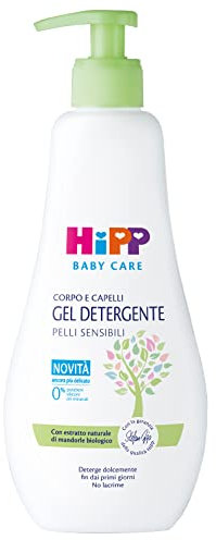HiPP Baby Care Reinigungsgel für Babys, reinigt sanft Körper und Babyhaare, ohne Tränen, für empfindliche Haut, mit natürlichem Bio-Mandel-Extrakt, 1 x 400 ml Flasche