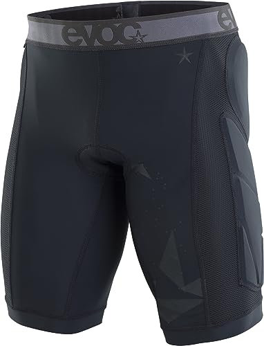 EVOC CRASH PANTS BIKE, Radlerhose (Hüftprotektoren, ELASTIC INTERFACE Sitzpolster, recyceltes Mipan Nylon, inkl. geruchshemmender Technologien, maschinenwaschbar, Größe: M), Schwarz