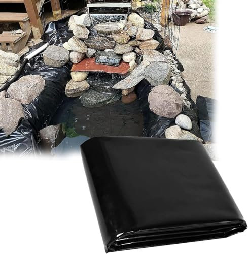 MISKYN Teichfolie,Gartenteich Teichplane,Große Fischteichfolie,Schwarze Folie Garten,Teichfolie 3X3m,Baufolie Extra Stark,Für Fischteiche,Brunnen,Wassergarten Und Wasserfall,8 * 10m