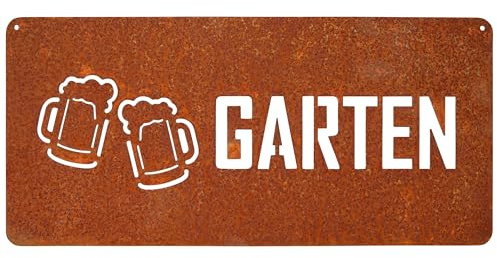 EXTRAVAGANT® Cartello Biergarten, decorazione da parete, decorazione da giardino, in metallo, per interni ed esterni, resistente agli agenti atmosferici, idea regalo di compleanno
