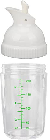 Shaker à Vinaigrette 200ml, Shaker à Vinaigrette Transparente Bouteilles Shaker pour Sauce Salade Distributeur de Vinaigrette avec Bec Verseur pour Servir Conserver des Huile Sauces(Blanc)
