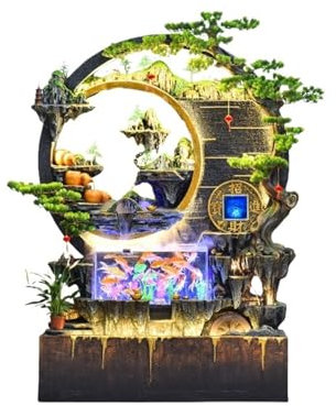 Fuente de Jardín Fuente grande de pie con rocalla, pantalla de pared con fuente de agua de entrada, adornos decorativos for el piso de la sala de estar, adecuada for sala de estar, entrada, balcón, pa