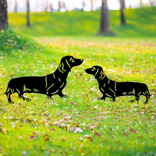 GDNSFIT Dachshund Dog Metal Decor for Outside,Garden Stakes Decorative Dog Gifts for Women/Men,Black Silhouette Statues for Yard Ornaments,Lawn, Patio, Pathway,Outdoor Garden Decor