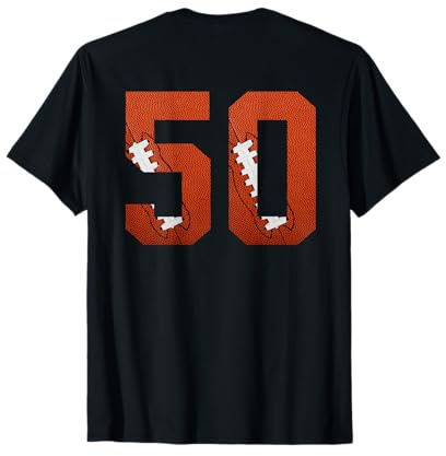 Número 50 Backside - Camiseta de fútbol americano numerada Camiseta