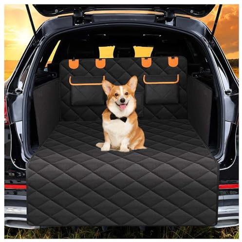 TVVXIO Kofferraumschutz Hund, für VW T-ROC T ROC/Golf 7/Tiguan 2/Passat B8 wasserabweisend pflegeleicht, Schwarze Kofferraummatte mit Ladekantenschutz