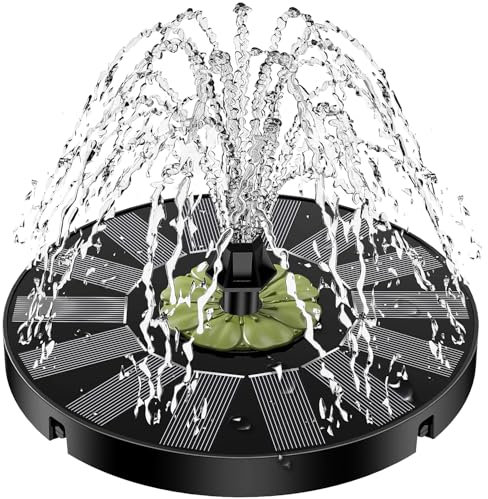 Solar Springbrunnen, Yzert 2025 Neue Solar Teichpumpe mit 7 Düsen & 4 Fixe Rohre Solar Wasserpumpe Solar Schwimmender Fontäne Pumpe für Garten, Teich, Vogel-Bad