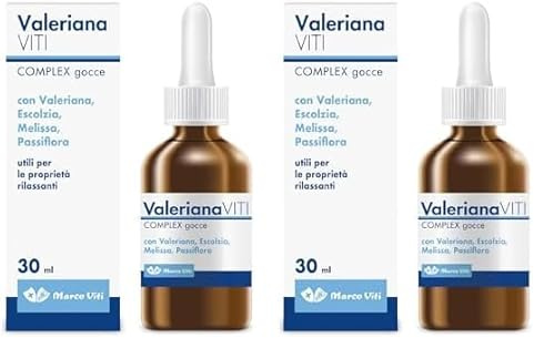 Valeriana Viti - Complex Gocce, 30 ml, Integratore, Proprietà Calmanti e Rilassanti, con Escolzia e Melissa, Favorisce il Sonno, Senza Glutine (Confezione da 2)