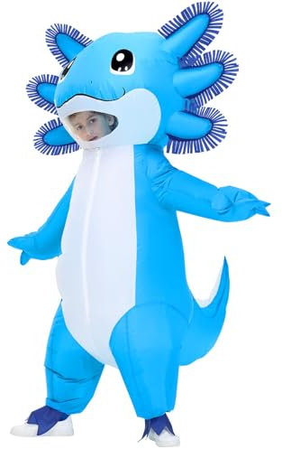 Poptrend uppblåsbar axolotl-kostym för barn, axolotl halloweenkostymer för barn, uppblåsbar kostymer, rolig maskeradfest