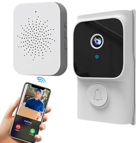 Besreey Timbre de Video Inalámbrico,Intercomunicador De Timbre Inteligente - Cámara De Seguridad con Comunicación Bidireccional para Noche Hogar Pared Entrada Exterior Apartamento Tienda Puerta Patio