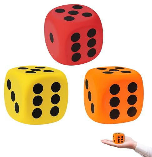 SongBuydn Dadi in schiuma, 3 cubi grandi, 6 cm, cubi colorati in Eva, ideali per giochi di famiglia, asilo e scuola, robusto cubo in schiuma grande