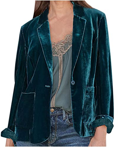 Veste Blazer Femme en Velours Couleur Unie Blazers Veste Velours côtelé Manches Longues Classique pour Bureau Travail Soirées Décontractées Tailleur Femmes Chic et Elegant Slim Manteau Vestes